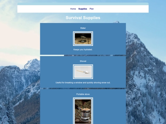 Project/Survival_Website/supplies screenshot
