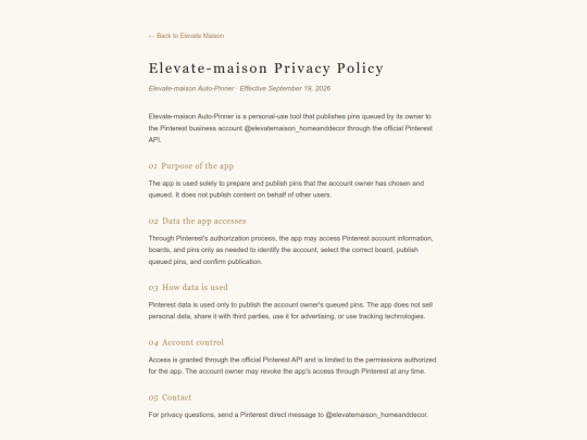 elevate-maison-privacy-policy screenshot