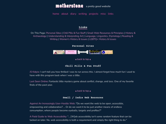 links screenshot