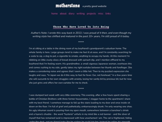 writing/being screenshot