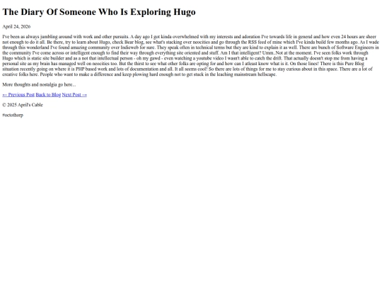 posts/TheDiaryOfSomeoneWhoIsExploringHugoetc screenshot