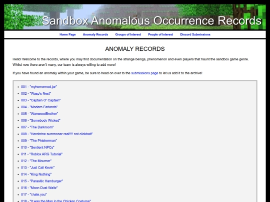 anomalies screenshot