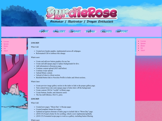 blog/diary/changelog screenshot