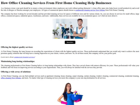 HowOfficeCleaningServicesFromFirstHomeCleaningHelpBusinesses screenshot