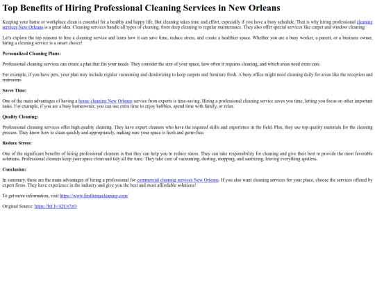 TopBenefitsofHiringProfessionalCleaningServicesinNewOrleans screenshot