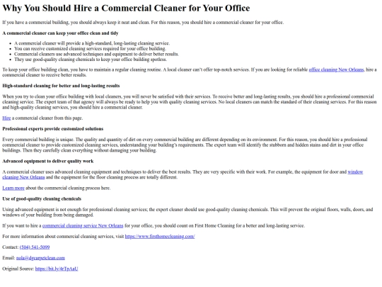 WhyYouShouldHireaCommercialCleanerforYourOffice screenshot