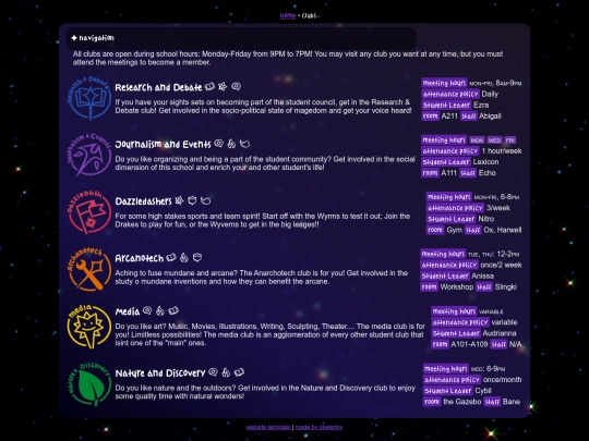 school/clubs screenshot