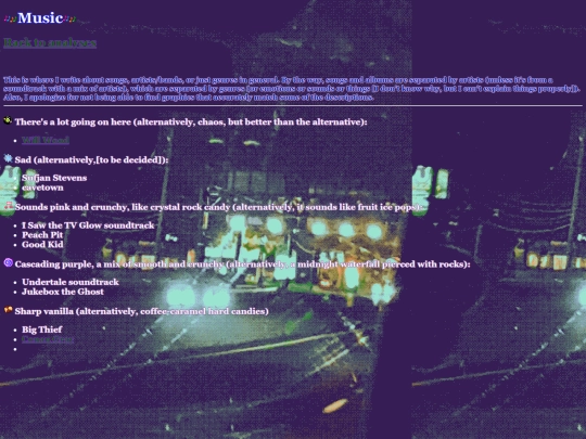 music menu screenshot