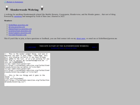 fields/Slenderwoods/slenderwoods-webring-index screenshot