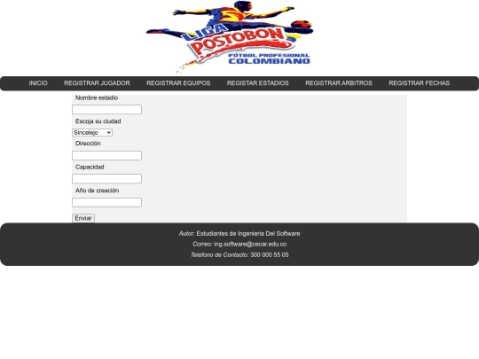 contenido/registrarEstadios screenshot