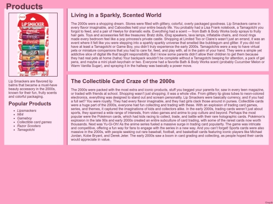 Products screenshot