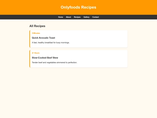 recipes screenshot