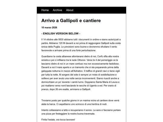 posts/2026-03-10-Arrivo-a-Gallipoli-e-cantiere screenshot