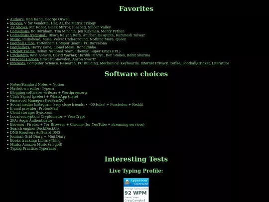 favorites screenshot