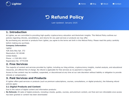 refund-policy screenshot