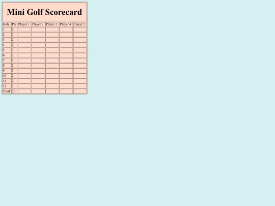 scorecards/minigolf screenshot