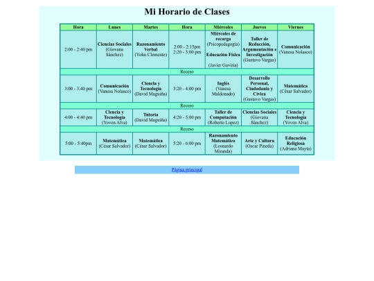 Practicas/practica04/Horario de clases screenshot