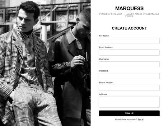 signup screenshot