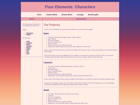 fourelements_chars screenshot