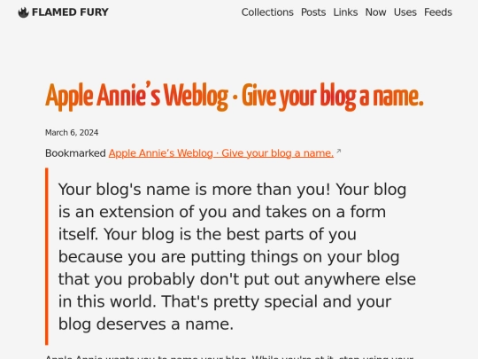 bookmarks/apple-annies-weblog-·-give-your-blog-a-name screenshot