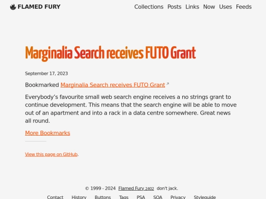 bookmarks/marginalia-search-receives-futo-grant screenshot