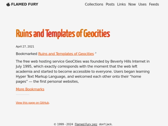 bookmarks/ruins-and-templates-of-geocities screenshot