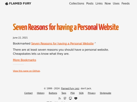 bookmarks/seven-reasons-for-having-a-personal-website screenshot