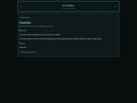 fanfic/passerine screenshot