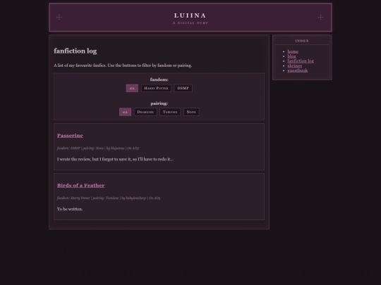 fanfiction-log screenshot