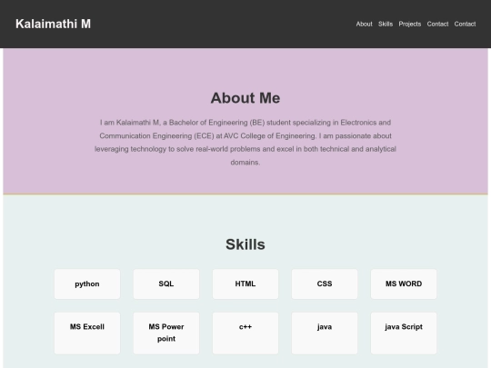 kalaimathi portfolio screenshot