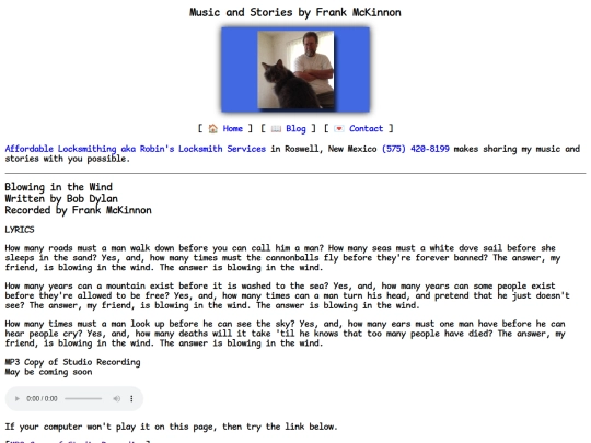 lyrics/blowing-in-the-wind screenshot