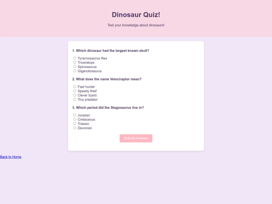 dino-quiz screenshot