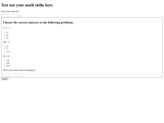 mathtest screenshot
