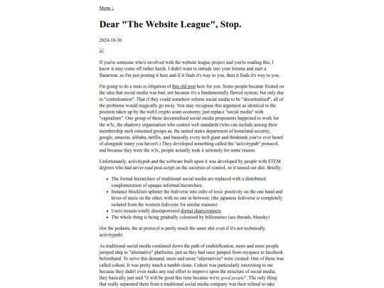 dearthewebsiteleaguestop screenshot