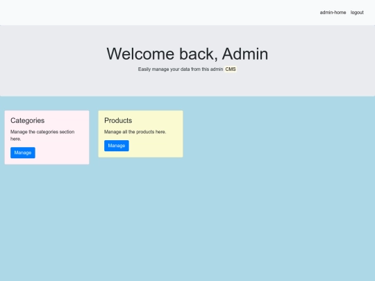 Cake Shop/adminHome screenshot