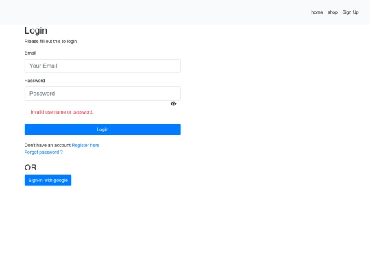Cake Shop/login screenshot
