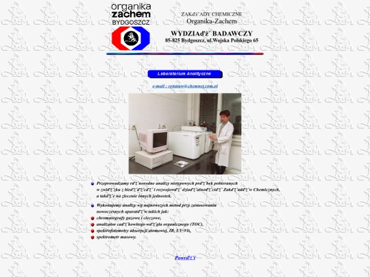 Zakłady Chemiczne ORGANIKA - ZACHEM Wydział Badawczy screenshot