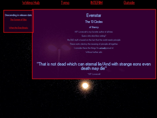 writing/Evenstar screenshot