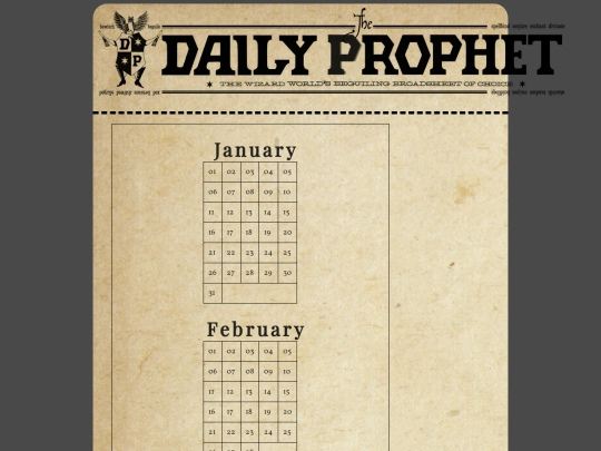 Harry Potter/dailyprophet/calendarcode screenshot