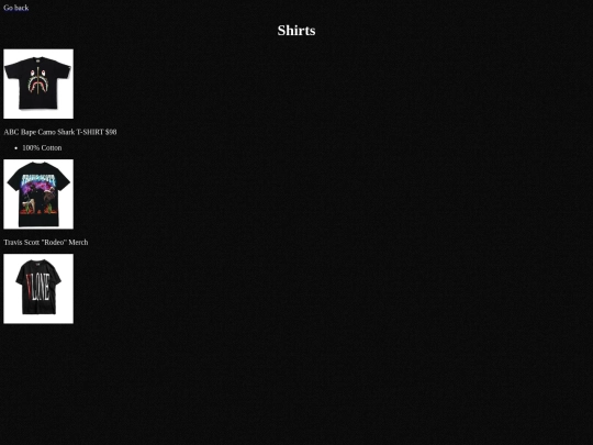 Shirts screenshot