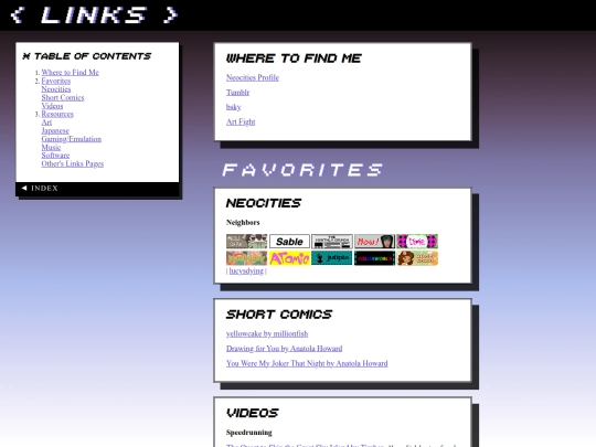 links screenshot