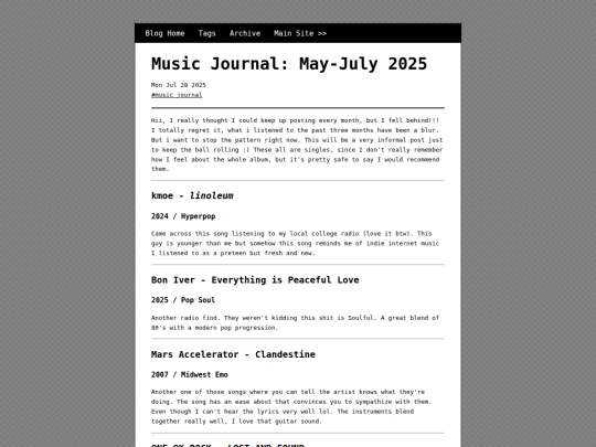 posts/2025-07-28-Music-Journal-May-July-2025 screenshot