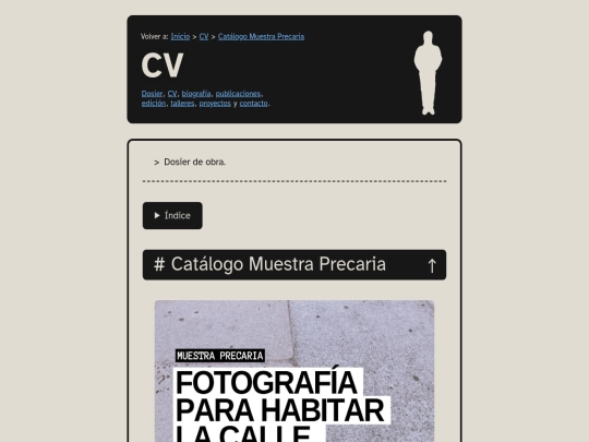 paginas/cv/colectivos/catalogo-muestra-precaria screenshot