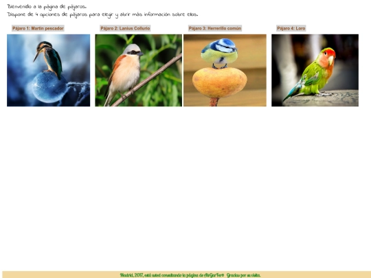 distintasWebs/WebPajaros/Inicio screenshot