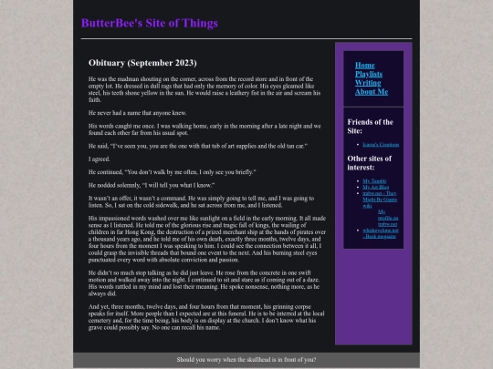 Obituary screenshot