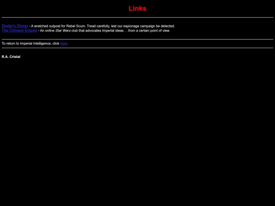 StarfighterWebring/ImperialIntelligenceNet/ImperialIntelligenceLinks screenshot