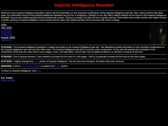 StarfighterWebring/ImperialIntelligenceNet/ImperialIntelligenceNewscape screenshot