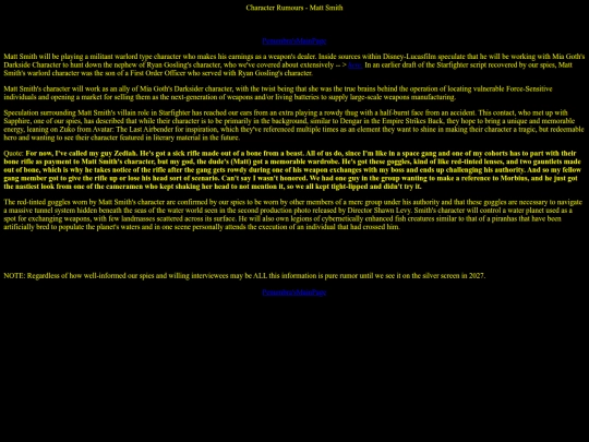 StarfighterWebring/PenumbraArticles/MattSmithRumors screenshot