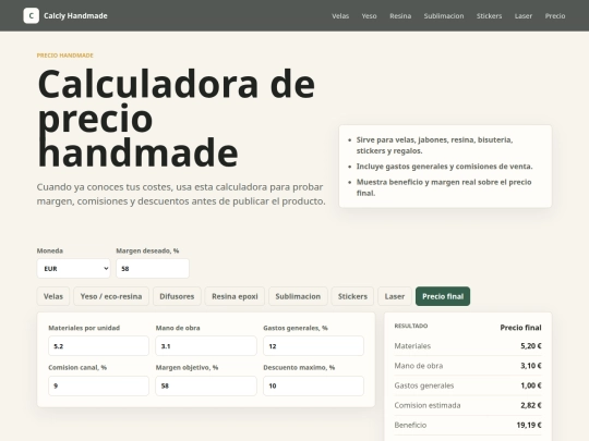 calculadora-precio-handmade screenshot