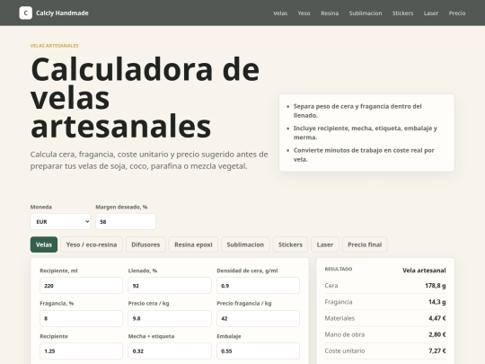 calculadora-velas-artesanales screenshot